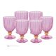 Set de 6 auténticas copas de vino con pie pintadas a mano en cristal de calidad superior.