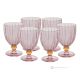 Set de 6 auténticas copas de vino con pie pintadas a mano en cristal de calidad superior.