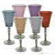Set de 6 auténticos vasos de agua con pie pintados a mano en cristal de calidad superior.
