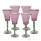 Set de 6 auténticos vasos de agua con pie pintados a mano en cristal de calidad superior.