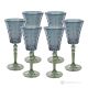 MISTRAL Juego de 6 auténticos vasos de agua con pie pintados a mano en cristal de calidad superior.