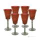 MISTRAL Juego de 6 auténticas copas de vino con pie pintadas a mano en cristal de calidad superior.
