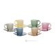 MOM Juego de 6 tazas y platillos de espresso pintados a mano en vidrio de calidad superior.