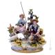 NIÑOS PESCANDO EN EL ESTANQUE Figura de porcelana Capodimonte, artesanía Made in Italy