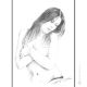 RETRATO DE MUJER Dibujo con bolígrafo sobre lienzo moderno Made in Italy 