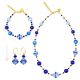 PARURE SATURNO conjunto de bisutería artística collar collar pulsera pendientes cuentas de cristal de Murano con plata 925 auténtica hecha a mano Made in Italy