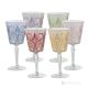 Set de 6 auténticos vasos de agua con pie pintados a mano en cristal de calidad superior.