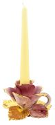 PORTAVELAS ROSA Candelabro de Cerámica Creaciones Artísticas Barrocas Oro 24k Made in Italy